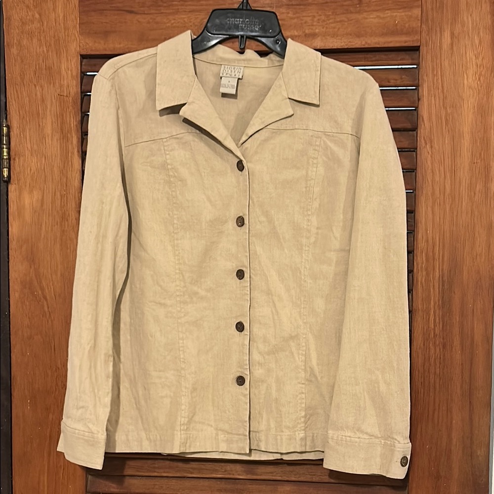 SIGRID OLSEN SPORT Linen Cotton Blend Preppy Buttondown Shirt/Jacket Size S